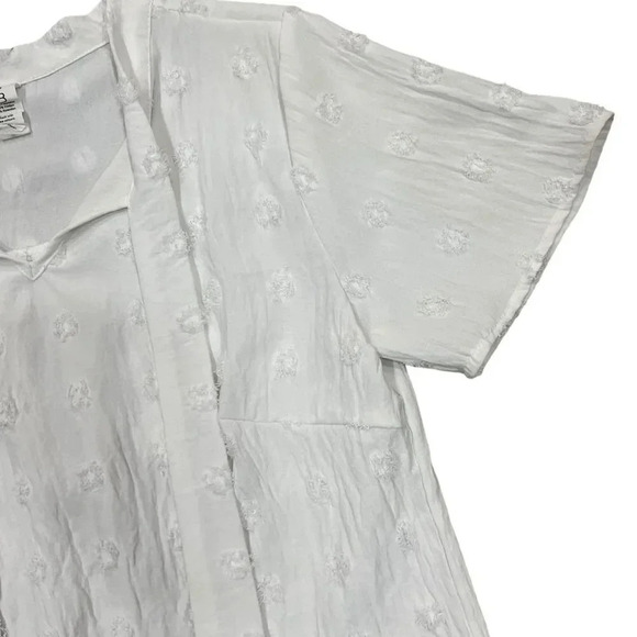 White Swiss Dot Tie Front Crepe Blouse S - Picture 2 of 3